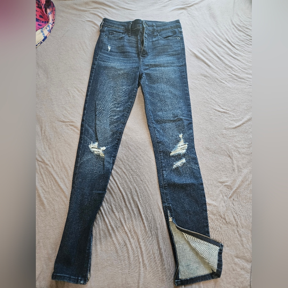 Abercrombie & Fitch Blue Skinny Jeans with Distressed Details